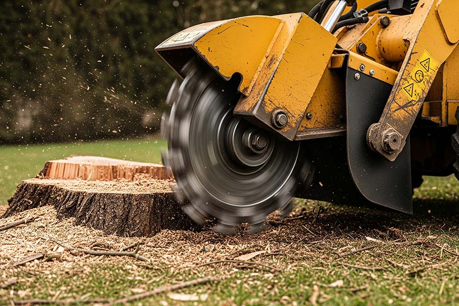 Stump grinding after tree removal in Dorking